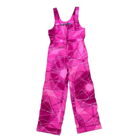 Obermeyer Kids Pink Snow Bib Pants Geometric Insulated I Grow Winter 8 - Picture 1 of 6